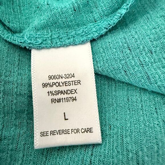 Y2K VTG oneworld Babydoll Rhinestone Boho Blouse Turquoise Print L - Picture 6 of 7